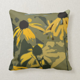 Rudbeckia Blommigt Abstract Design Dekorativ kudde