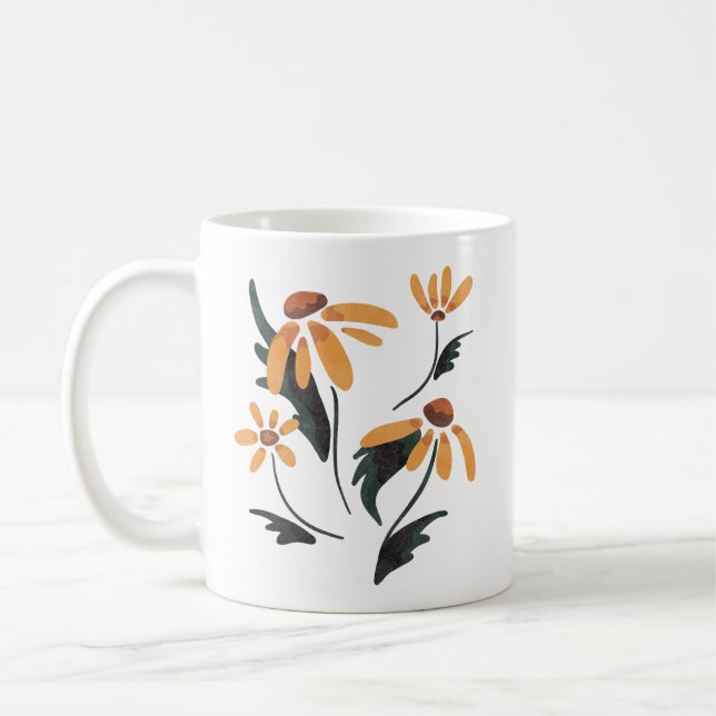 Rudbeckia Hirta Black-Eyed Susan Aesthetic Flowers Kaffemugg (Vänster)
