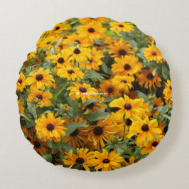 Rudbeckias / A Bed of Black-Eyed Susans Rund Kudde