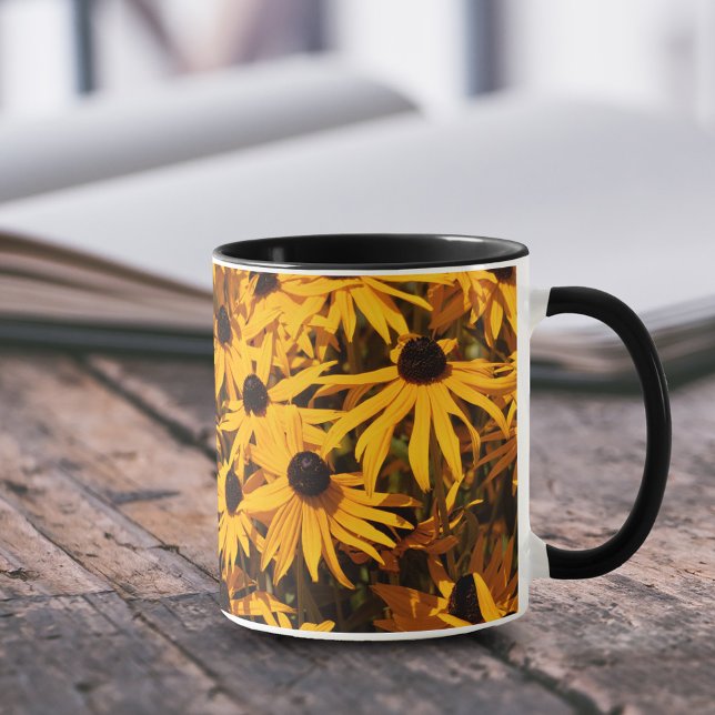 Rudbeckias Black-Eyed Susans Gult Coneflowers Mugg (Beautiful Rudbeckias Black-Eyed Susan Yellow Coneflowers 11 oz Coffee Mug Cover Photo.)