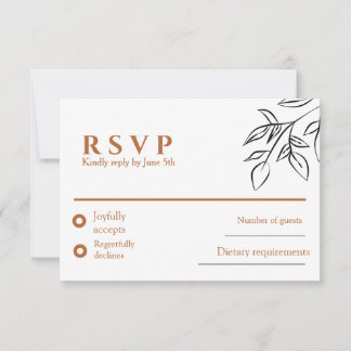 Ruddy Brown Old Money Wedding RSVP Card OSA Kort