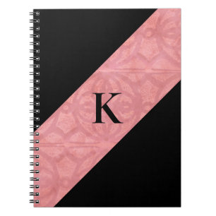 Ruddy Rosa Batik and Black Monogrammed Anteckningsbok