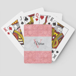 Ruddy Rosa Batik and Grått Watercolor Monogrammad Casinokort