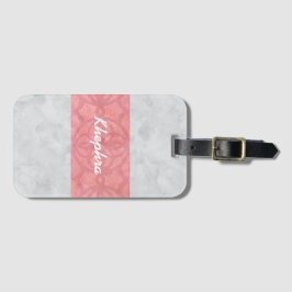 Ruddy Rosa Batik Grått Watercolor Namn Bagagebricka