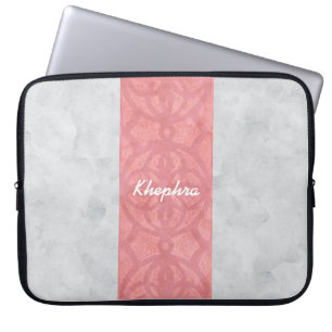 Ruddy Rosa Batik Grått Watercolor Namn Laptop Fodral