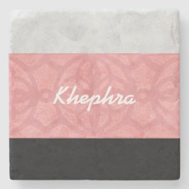 Ruddy Rosa Batik Grått Watercolor och Namn Stenunderlägg