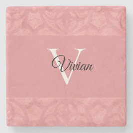 Ruddy Rosa Batik Namn Monogrammed Stenunderlägg