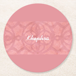 Ruddy Rosa Batik Namn Monogrammed Underlägg Papper Rund