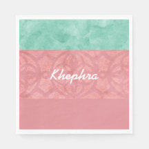 Ruddy Rosa Batik och Blue Watercolor Namn