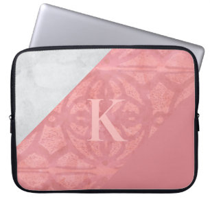 Ruddy Rosa Batik och Grått Watercolor Brev Laptop Fodral