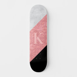 Ruddy Rosa Batik och Grått Watercolor Brev Mini Skateboard Bräda 18,5 Cm