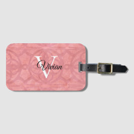 Ruddy Rosa Watercolor Monogram Namn Bagagebricka