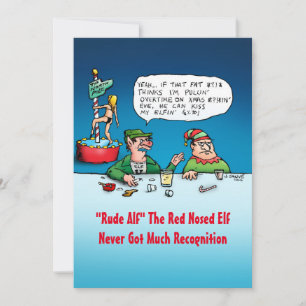 Rude Alf Funny Elf Flat julkort