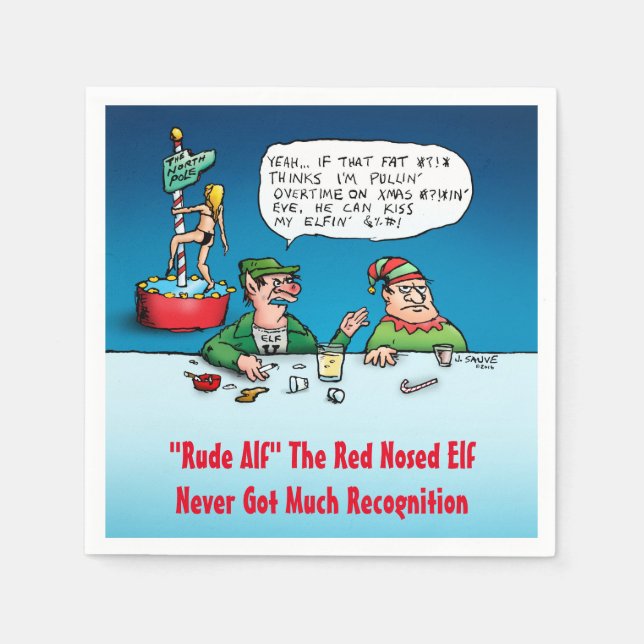 Rude Alf Funny Elf jul Theme Pappersservett (Framsidan)
