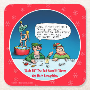 Rude Alf Funny jul Elf Underlägg Papper Kvadrat
