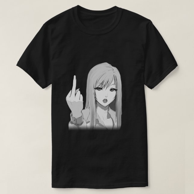 Rude Anime Girl Sticker T Shirt (Design framsida)