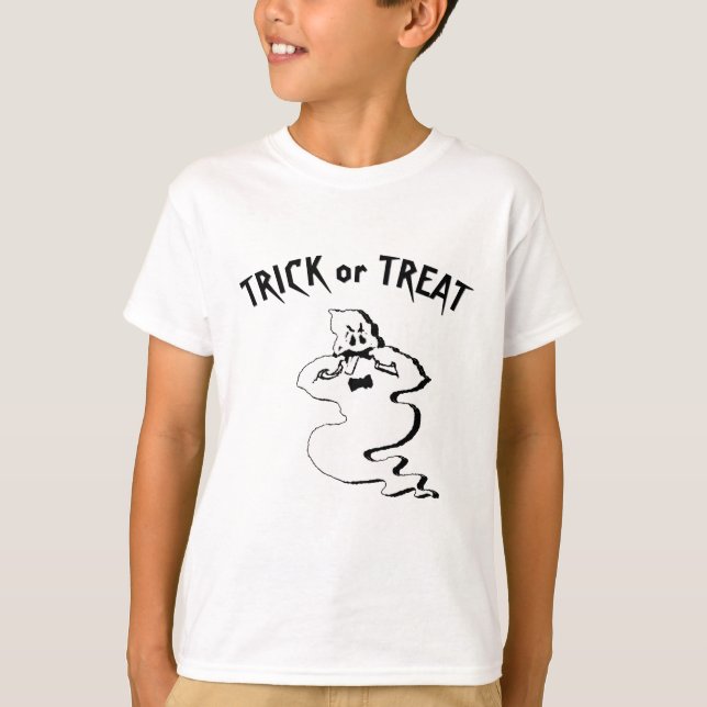 Rude Ghost - Bus eller godis och Happy halloween T Shirt (Framsida)