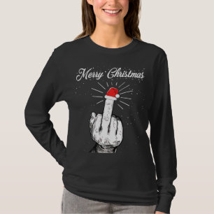 Rude God jul Mitten Finger Julafton ugly T Shirt