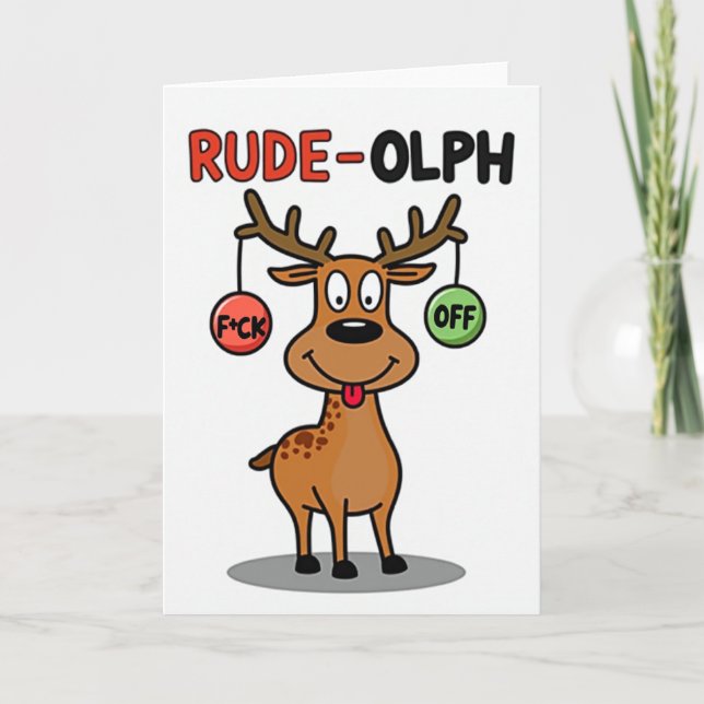 Rude Olph Adult Christmas Humor Card Kort (Framsida)
