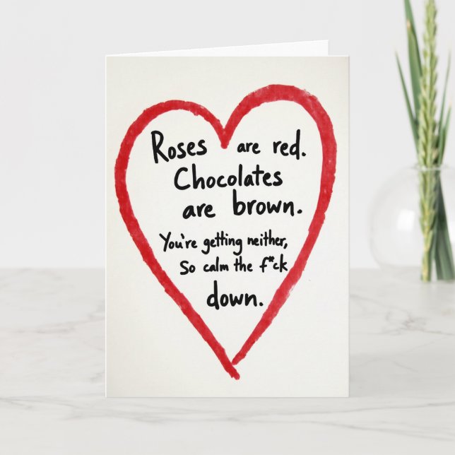 Rude Roses Are Red Calm Down Card Kort (Framsida)