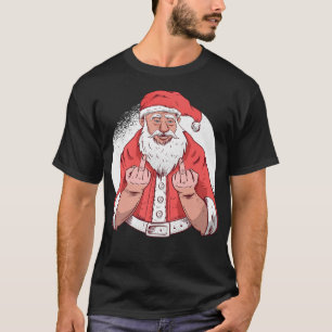 RUDE SANTA säger F ck Av Mitten Finger Funny Chris T Shirt