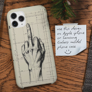 Rude Sketch Blueprint Mitten Finger Hand