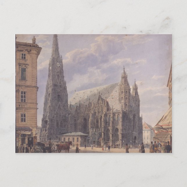 Rudolf Alt- The St. Stephen's Cathedral in Wien Vykort (Framsida)