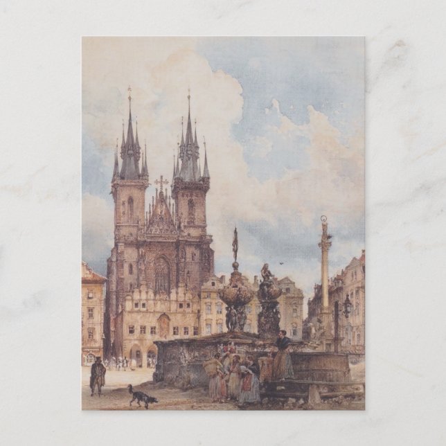 Rudolf Alt- View of the Old Town Square Vykort (Framsida)