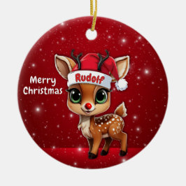 Rudolf Baby Deer, Fawn, Doe, Reindeer🦌 🎄 Julgransprydnad Keramik