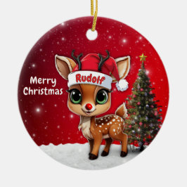 Rudolf Baby Deer, Fawn, Doe, Reindeer🦌 🎄 Julgransprydnad Keramik