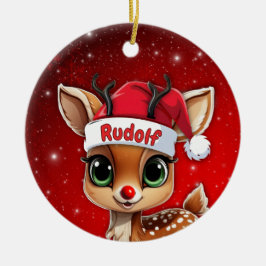 Rudolf Baby Deer, Fawn, Doe, Reindeer🦌 🎄 Julgransprydnad Keramik