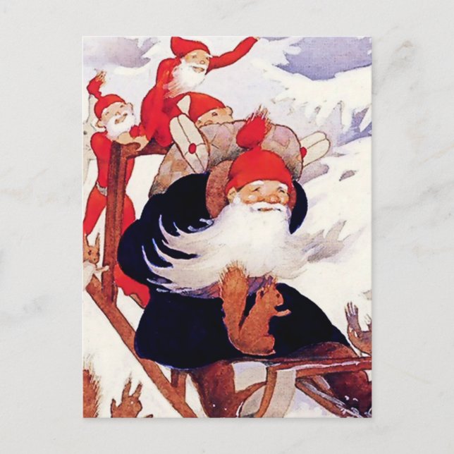 Rudolf Koivu "Elves Sled Ride" Vykort (Framsida)