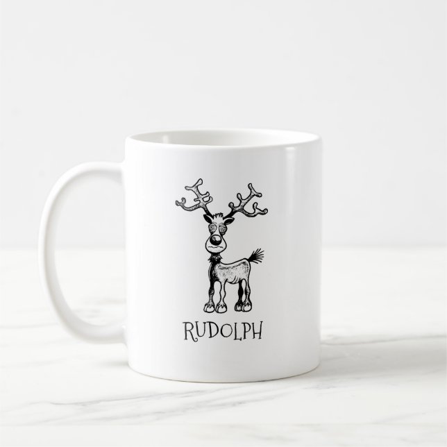 Rudolf Reindeer har Crazy Ögon Kaffemugg (Vänster)