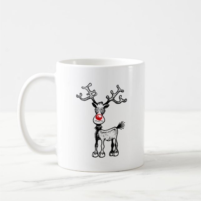 Rudolf Reindeer har Crazy Ögon Kaffemugg (Vänster)