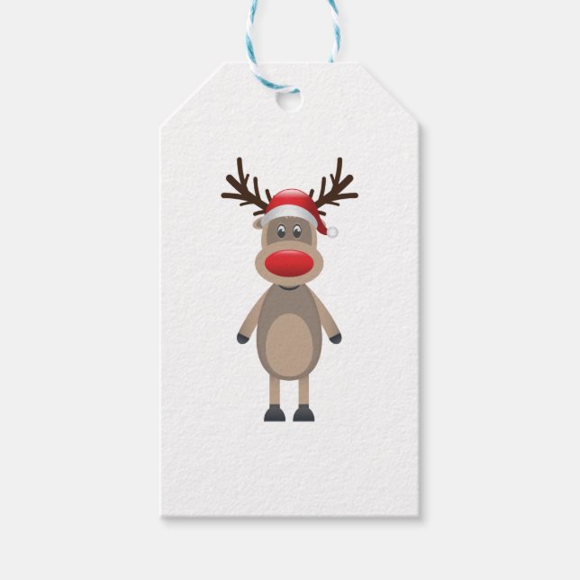 Rudolf Reindeer jul Cute Design Presentetikett (Framsidan)