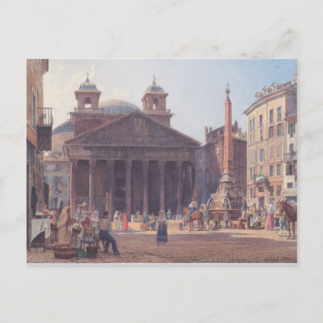 Rudolf von Alt- Pantheon och Piazza della Vykort (Framsida)