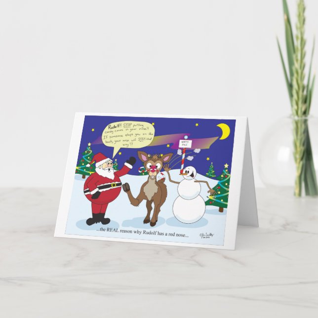 Rudolf's Nose-jul Hälsning Helgkort (Framsida)