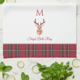 Rudolph Anpassningsbar Reindeer Monogram jul Kökshandduk