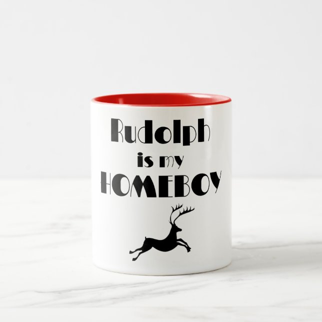 Rudolph är min Homeboymugg Två-Tonad Mugg (Center)