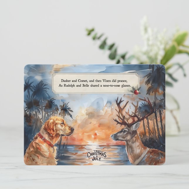 Rudolph & Belle vid stranden – 5x7 vykort (Stående Fram)