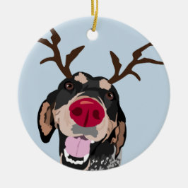 Rudolph Bluetick Coonhoundprydnad Julgransprydnad Keramik