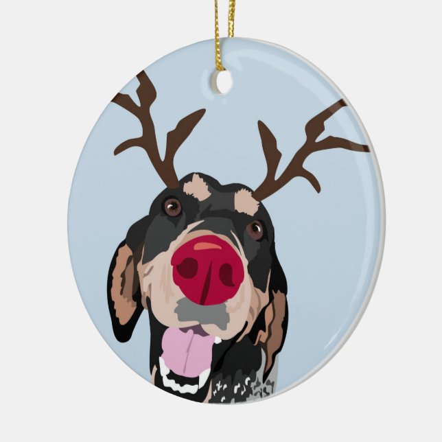Rudolph Bluetick Coonhoundprydnad Julgransprydnad Keramik (Vänster)