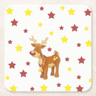 Rudolph, de rödnäsa julstjärnorna underlägg papper kvadrat