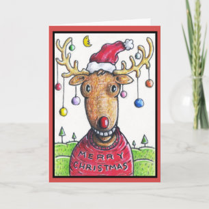 Rudolph den röda Nosed julgranen Helgkort