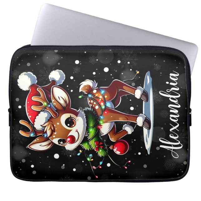 Rudolph den röda nosens ren jul laptop fodral (Framsidan)