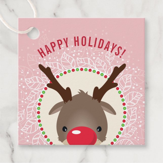 Rudolph glad helg gåvor etiketter (Framsida)