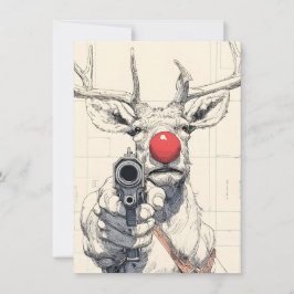 Rudolph has a Gun Funny Adult Christmas Cards Julkort