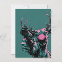 Rudolph has a Gun Funny Adult Christmas Cards