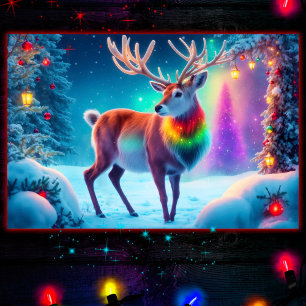 Rudolph hjort jul, färggranatskog snö magi poster