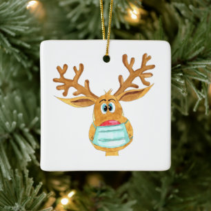 Rudolph i Ansikte Julgransprydnad Keramik